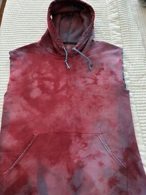 Distressed, Tie Dyed, Sleeveless Hoodie